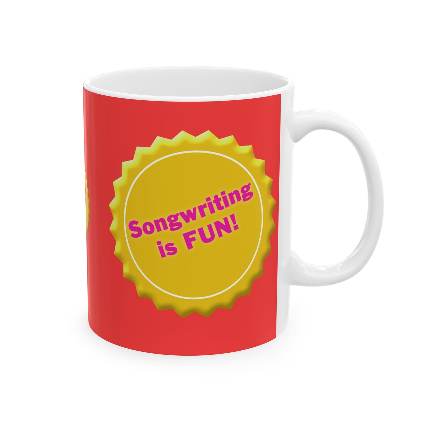 Songwriter Series - Ceramic Mug — Bright 'Songwriting is FUN!' Award Badge Coffee Cup, Gift for Songwriters & Musicians