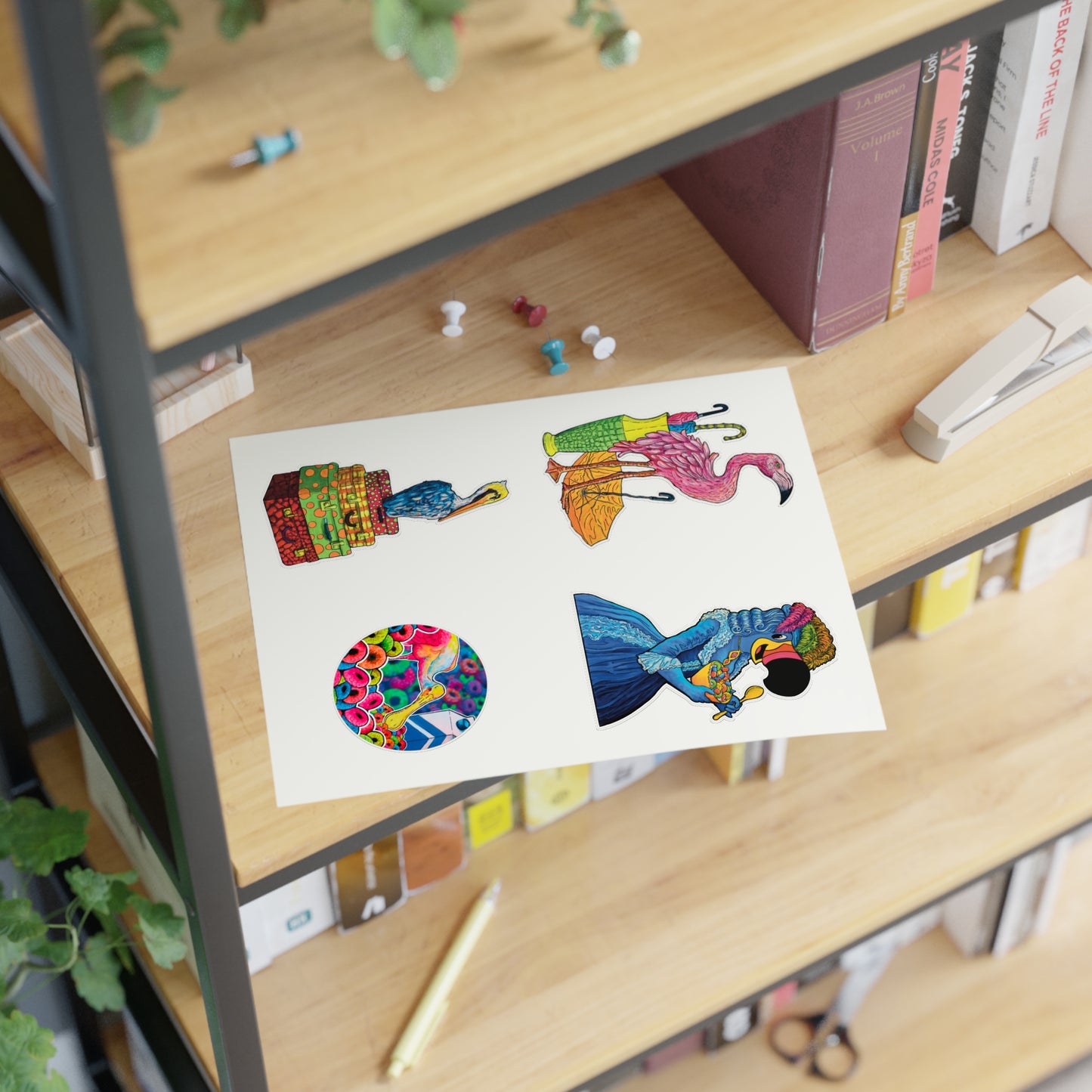 Colorful and Cute Spoonbill & Flamingo Stickers Sheet — Vinyl Sticker Set for Planners, Scrapbooks & Gifts