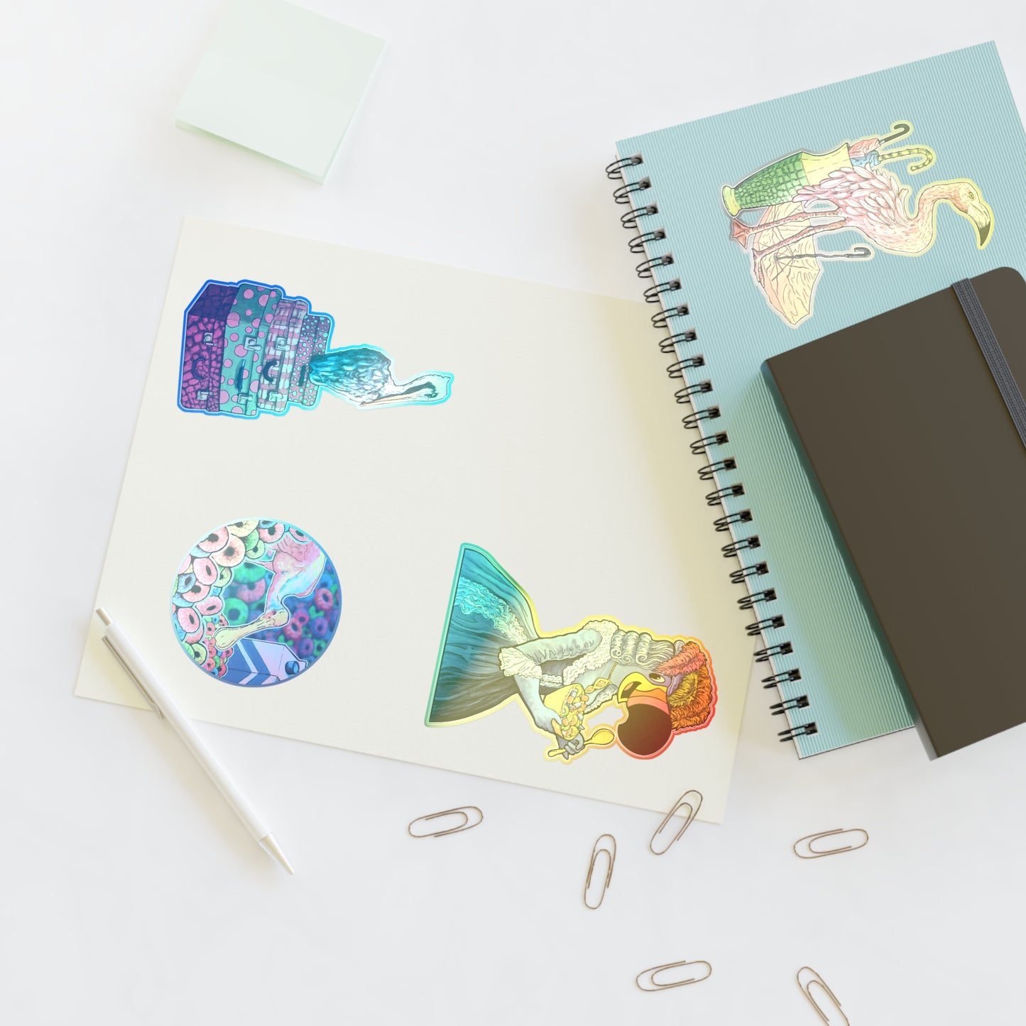 Colorful and Cute Spoonbill & Flamingo Stickers Sheet — Vinyl Sticker Set for Planners, Scrapbooks & Gifts