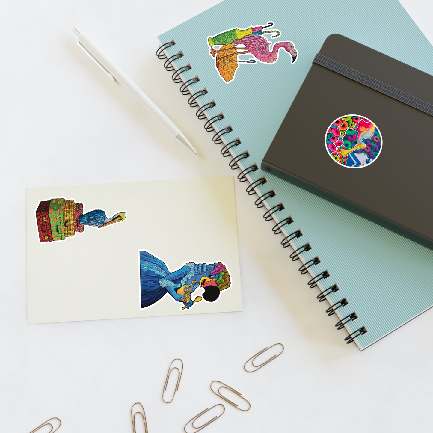 Colorful and Cute Spoonbill & Flamingo Stickers Sheet — Vinyl Sticker Set for Planners, Scrapbooks & Gifts