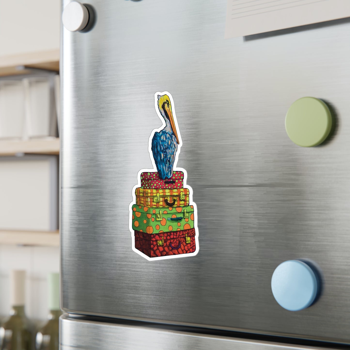 Pelican - Vibrant Kiss-Cut Vinyl Decal, Design for Car, Laptop, or Wall