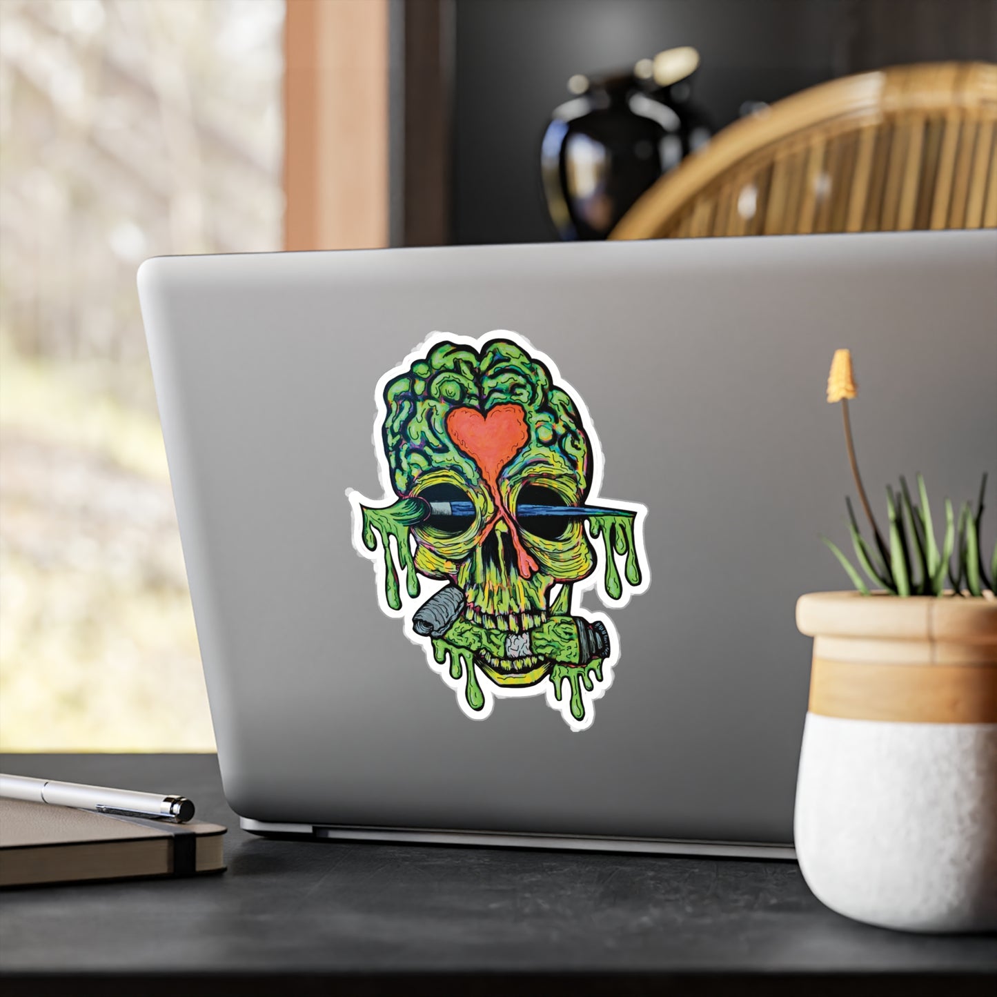 Paint Skull - Vibrant Kiss-Cut Vinyl Decal, Design for Car, Laptop, or Wall