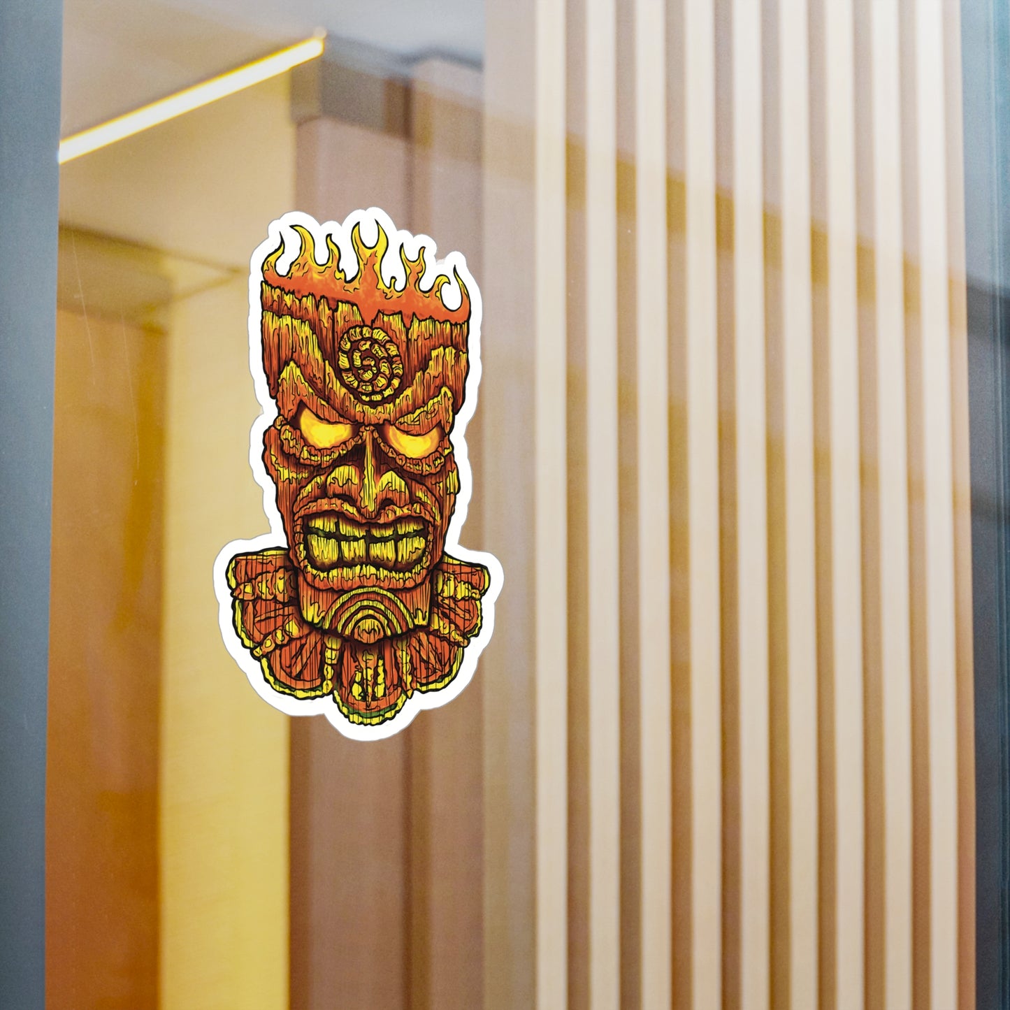 Tiki Mask - Vibrant Kiss-Cut Vinyl Decal, Design for Car, Laptop, or Wall