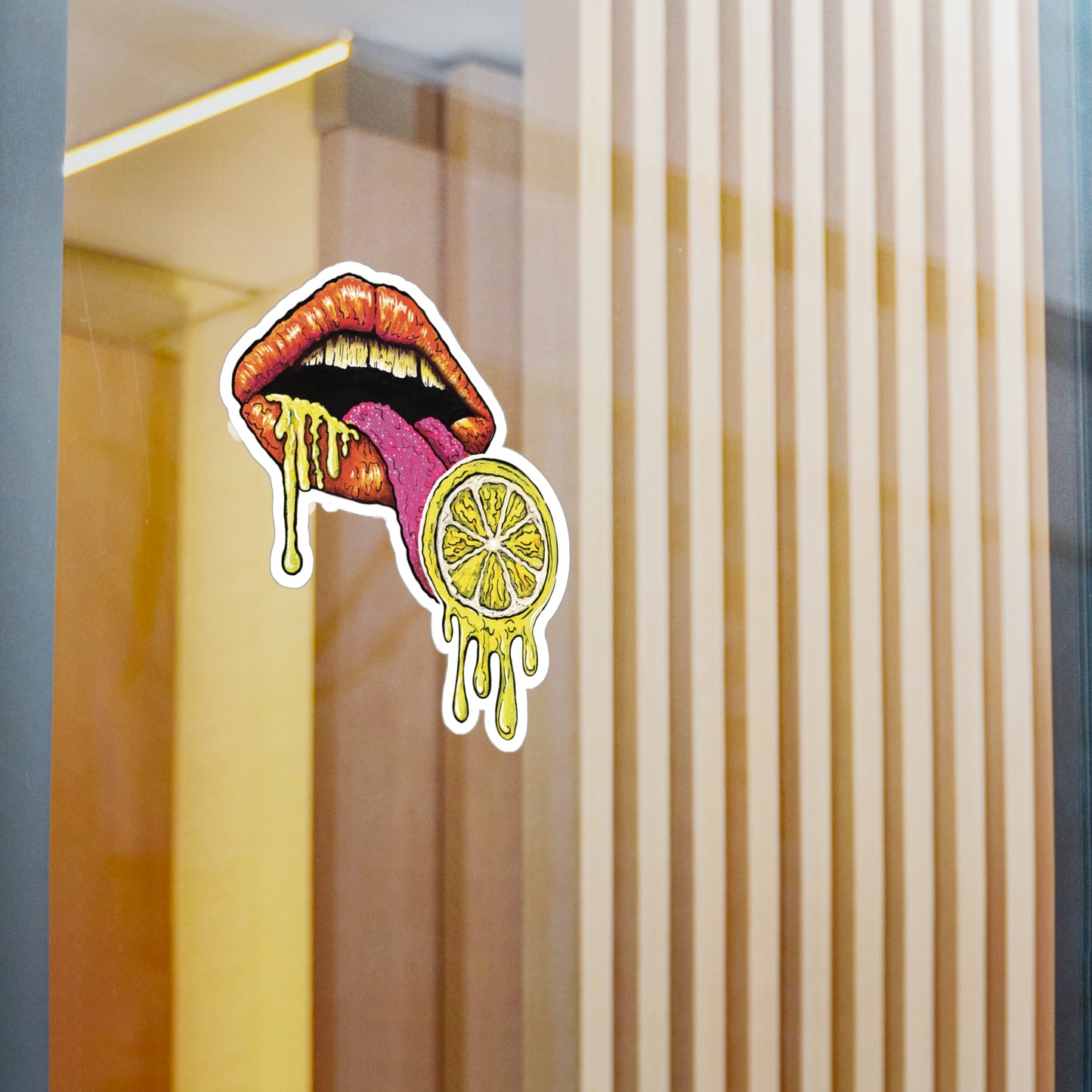 Lemon Lips - Vibrant Kiss-Cut Vinyl Decal, Design for Car, Laptop, or Wall