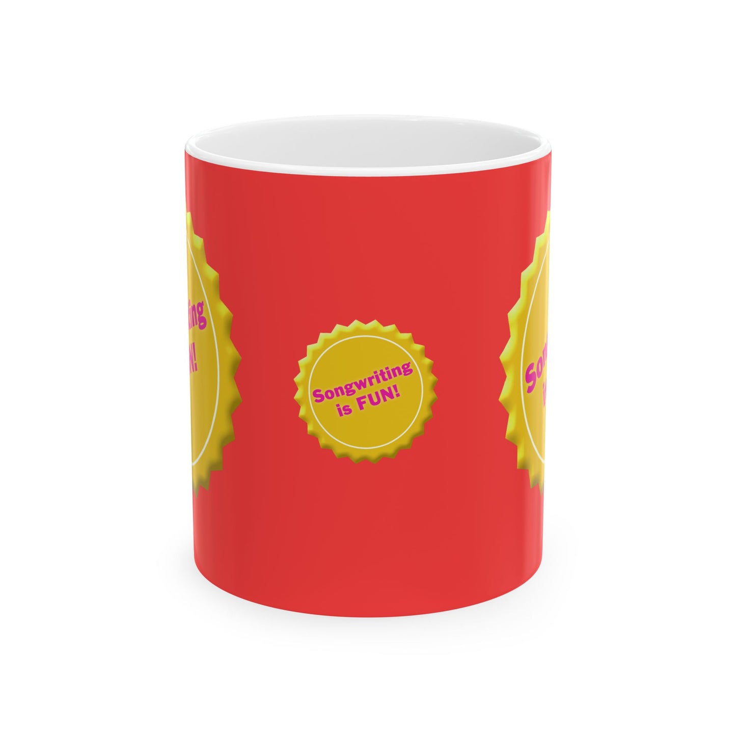 Songwriter Series - Ceramic Mug — Bright 'Songwriting is FUN!' Award Badge Coffee Cup, Gift for Songwriters & Musicians