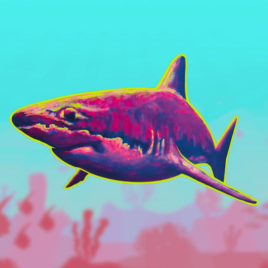 Shark - Vibrant Kiss-Cut Vinyl Decal, Design for Car, Laptop, or Wall