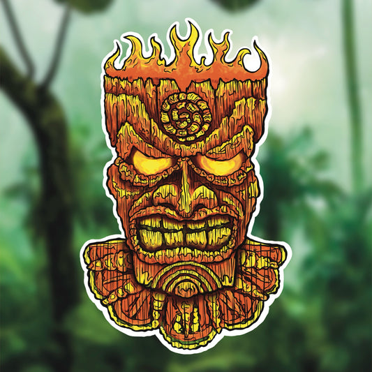 Tiki Mask - Vibrant Kiss-Cut Vinyl Decal, Design for Car, Laptop, or Wall