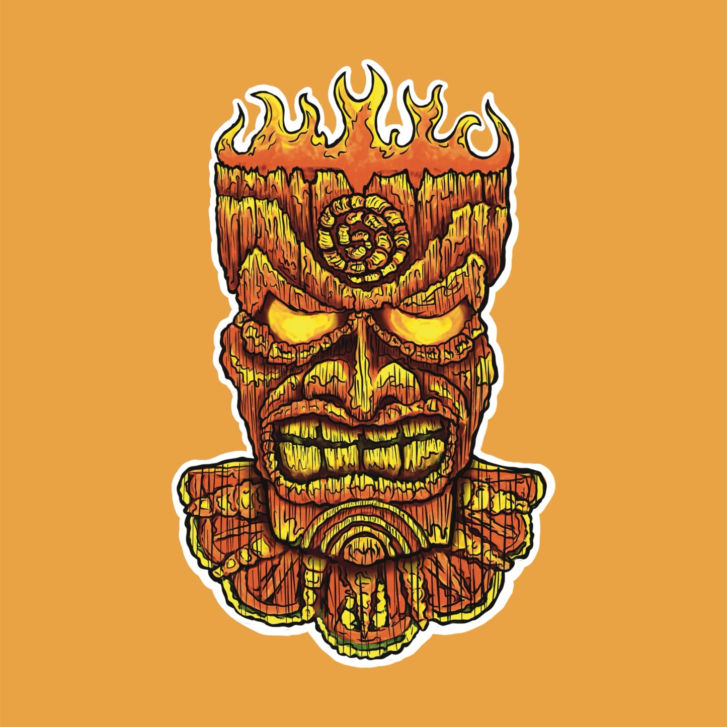 Tiki Mask - Vibrant Kiss-Cut Vinyl Decal, Design for Car, Laptop, or Wall