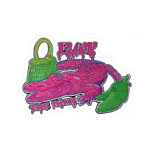 Funky Alligator - Vibrant Kiss-Cut Vinyl Decal, Design for Car, Laptop, or Wall