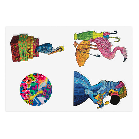 Colorful and Cute Spoonbill & Flamingo Stickers Sheet — Vinyl Sticker Set for Planners, Scrapbooks & Gifts