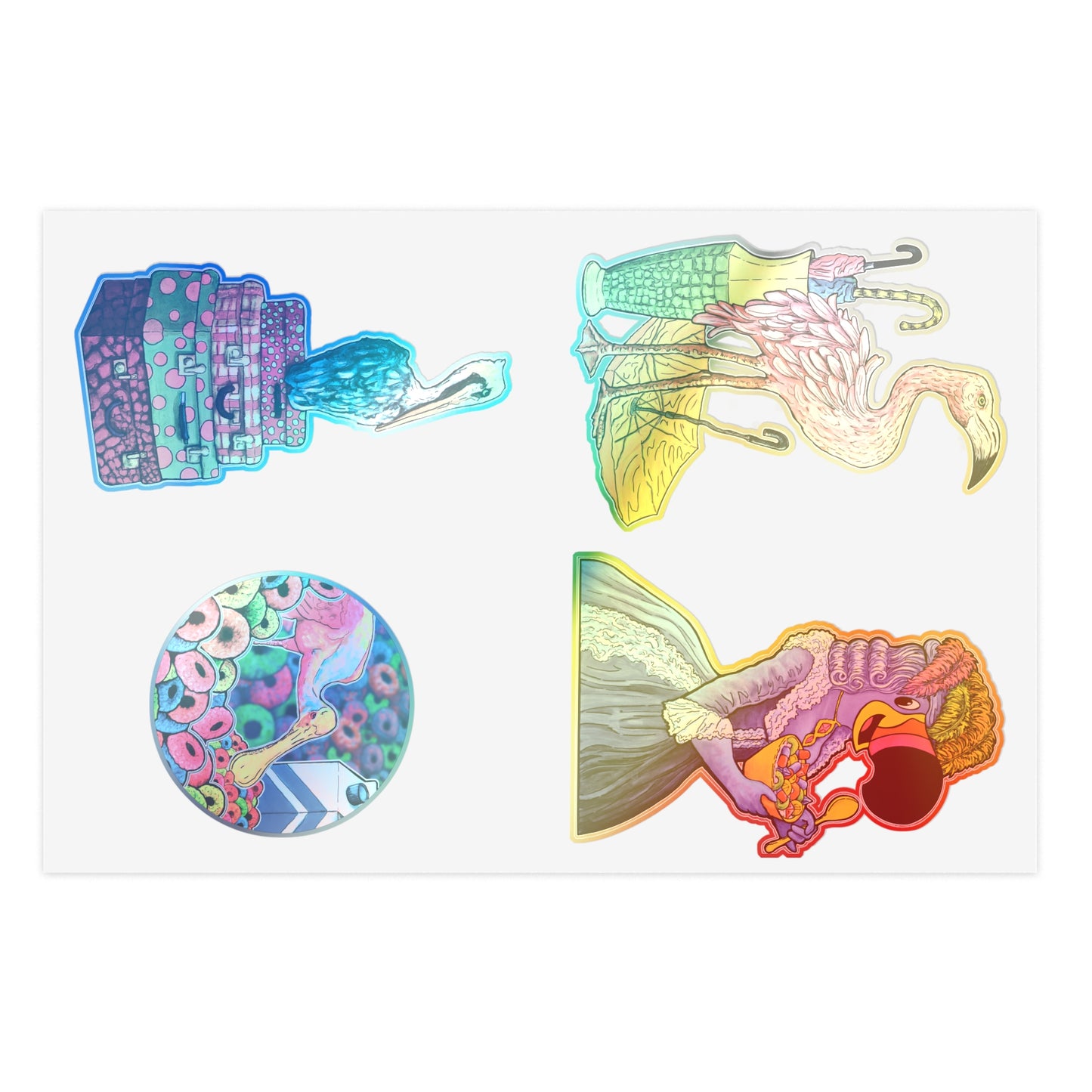 Colorful and Cute Spoonbill & Flamingo Stickers Sheet — Vinyl Sticker Set for Planners, Scrapbooks & Gifts