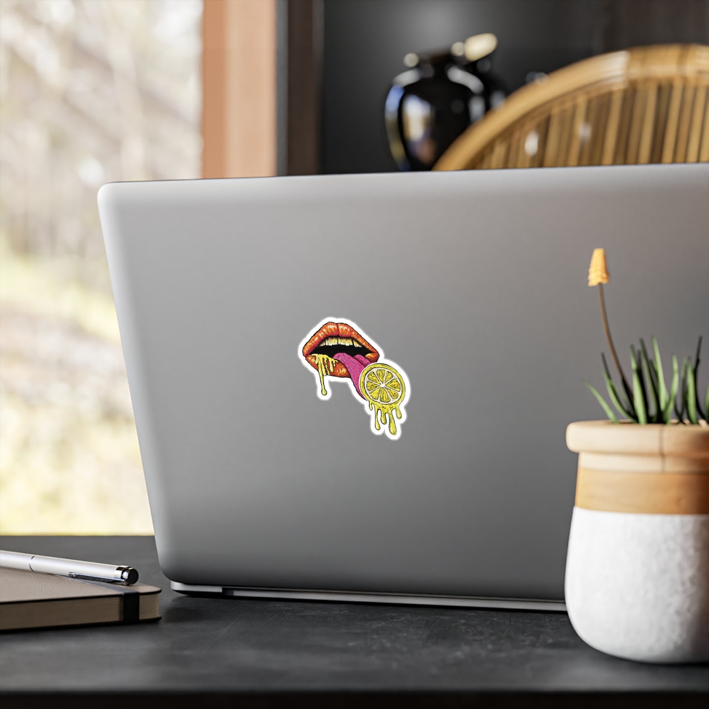 Lemon Lips - Vibrant Kiss-Cut Vinyl Decal, Design for Car, Laptop, or Wall