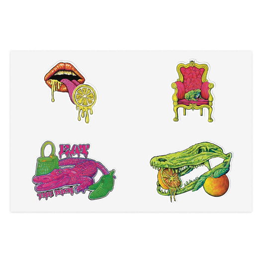 Lemon Lick, Citrus & Alligator Sticker Sheet - Vibrant Neon Vinyl Sticker Set for Planners, Scrapbooks & Gifts