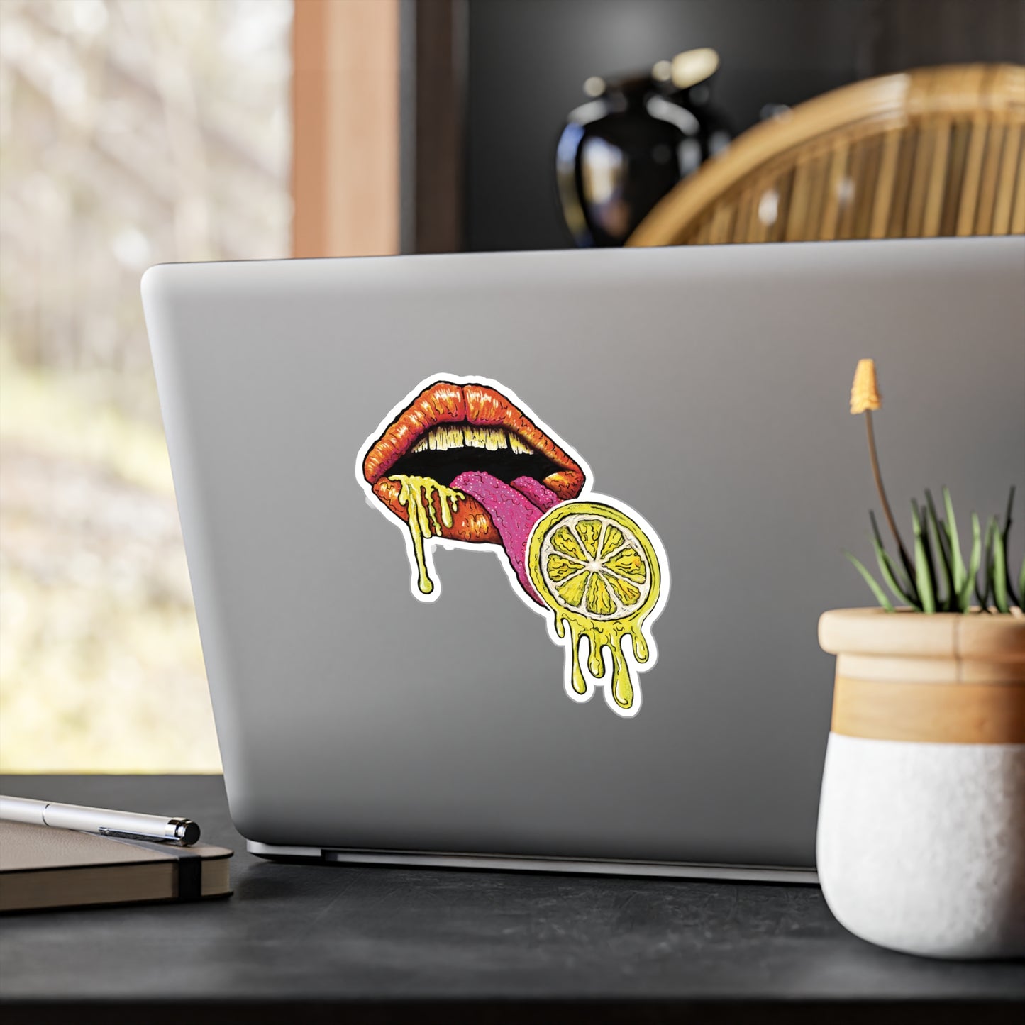 Lemon Lips - Vibrant Kiss-Cut Vinyl Decal, Design for Car, Laptop, or Wall