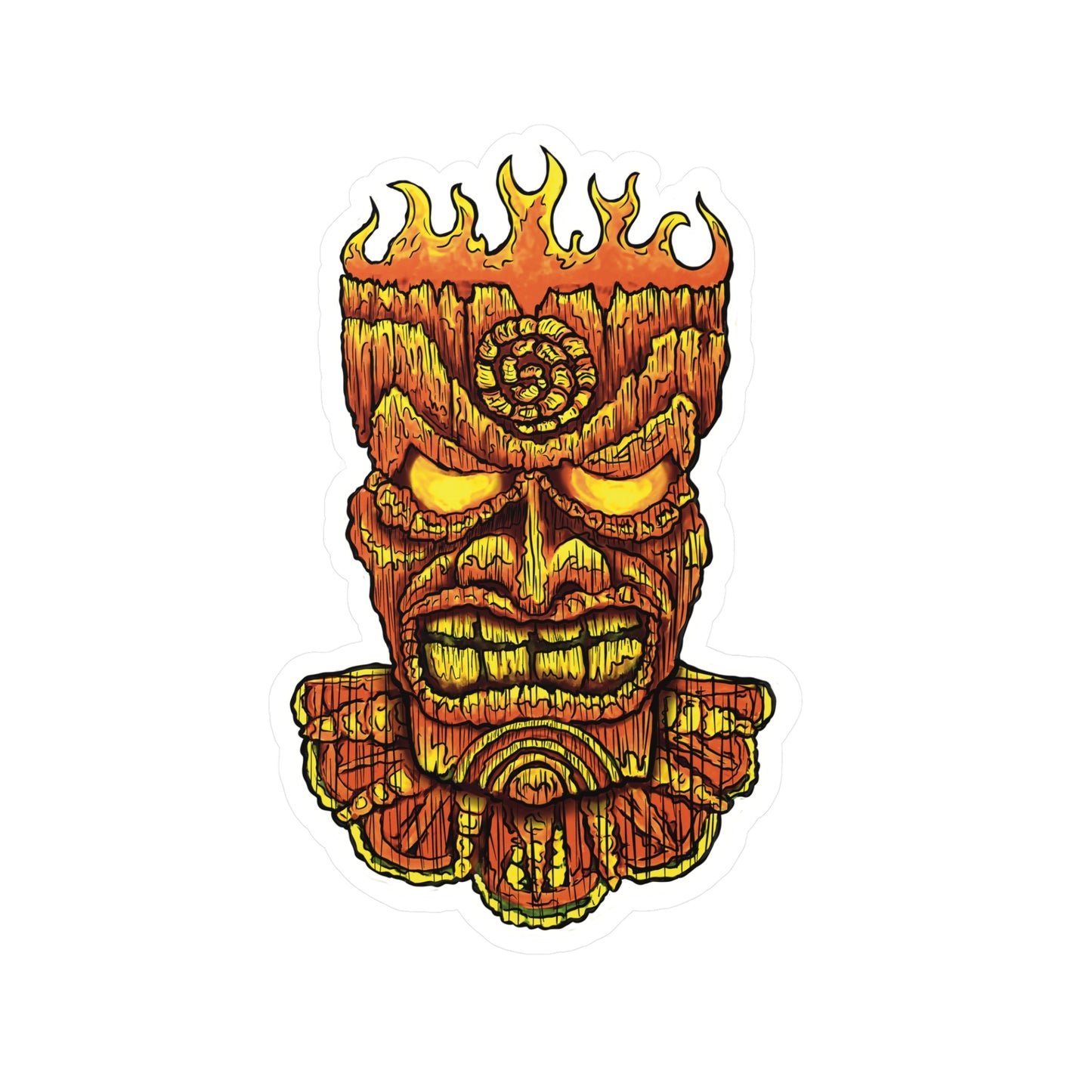 Tiki Mask - Vibrant Kiss-Cut Vinyl Decal, Design for Car, Laptop, or Wall