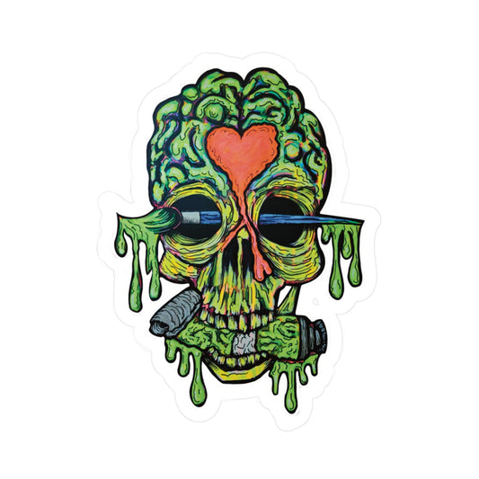 Paint Skull - Vibrant Kiss-Cut Vinyl Decal, Design for Car, Laptop, or Wall