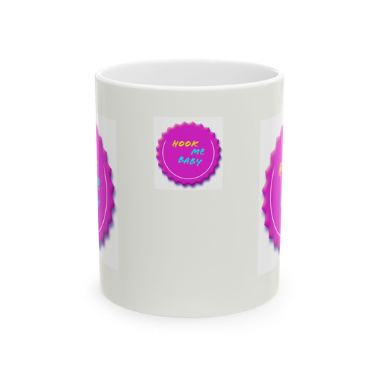 Songwriter Series - Ceramic Mug — Bright 'HOOK Me Baby!' Award Badge Coffee Cup, Gift for Songwriters & Musicians