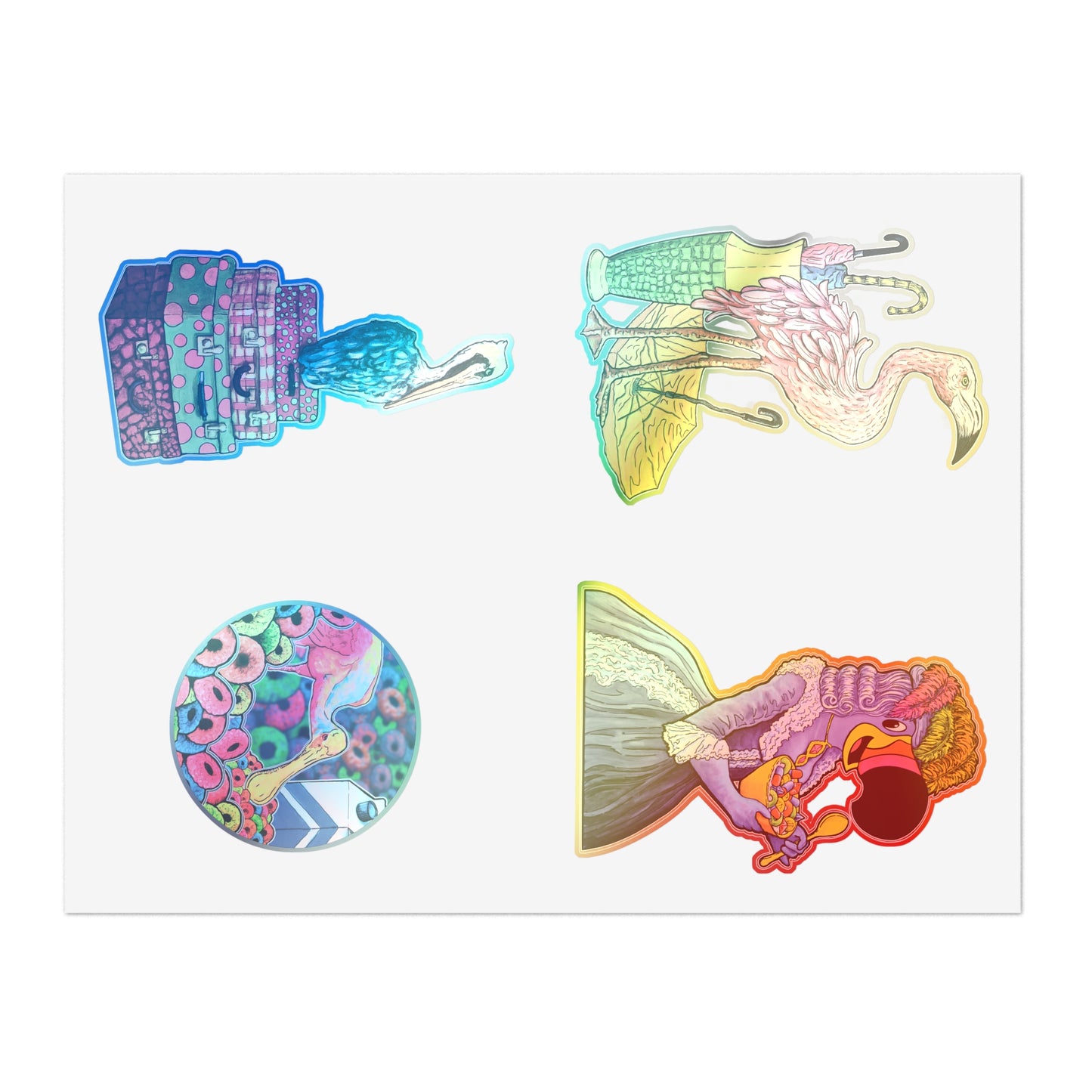 Colorful and Cute Spoonbill & Flamingo Stickers Sheet — Vinyl Sticker Set for Planners, Scrapbooks & Gifts