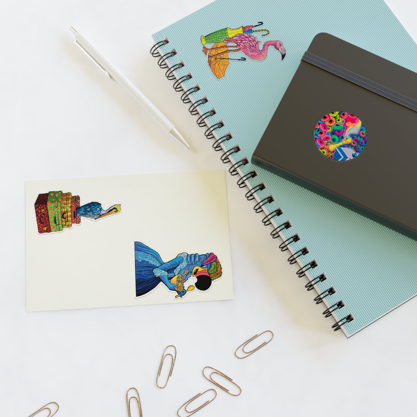 Colorful and Cute Spoonbill & Flamingo Stickers Sheet — Vinyl Sticker Set for Planners, Scrapbooks & Gifts