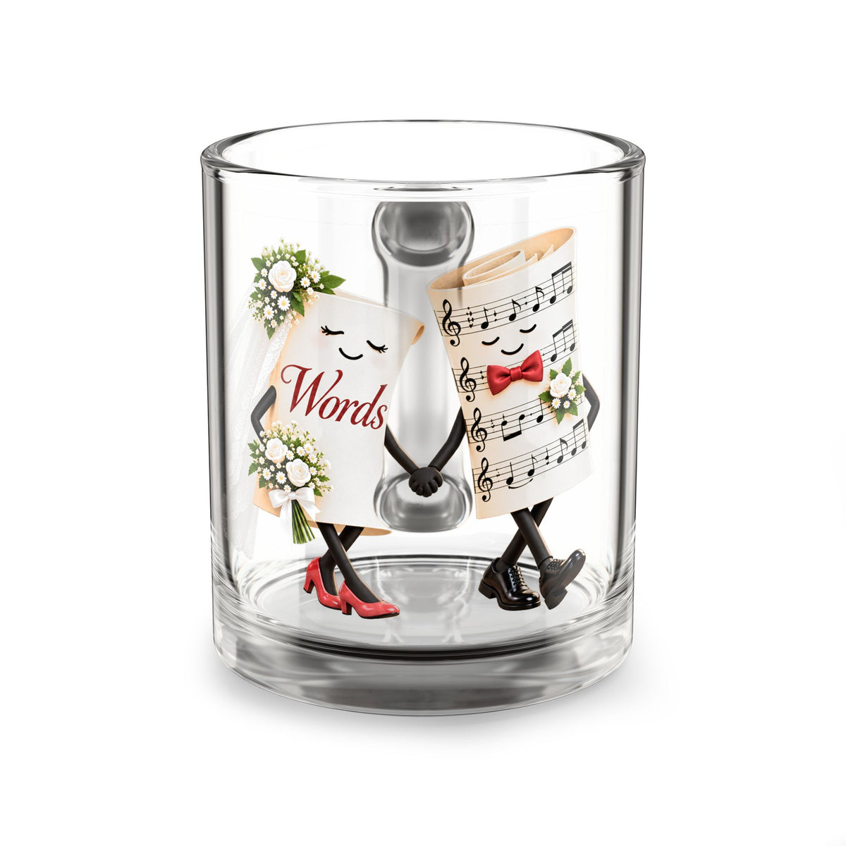 The Marriage of Words and Music - Glass Mug 10oz