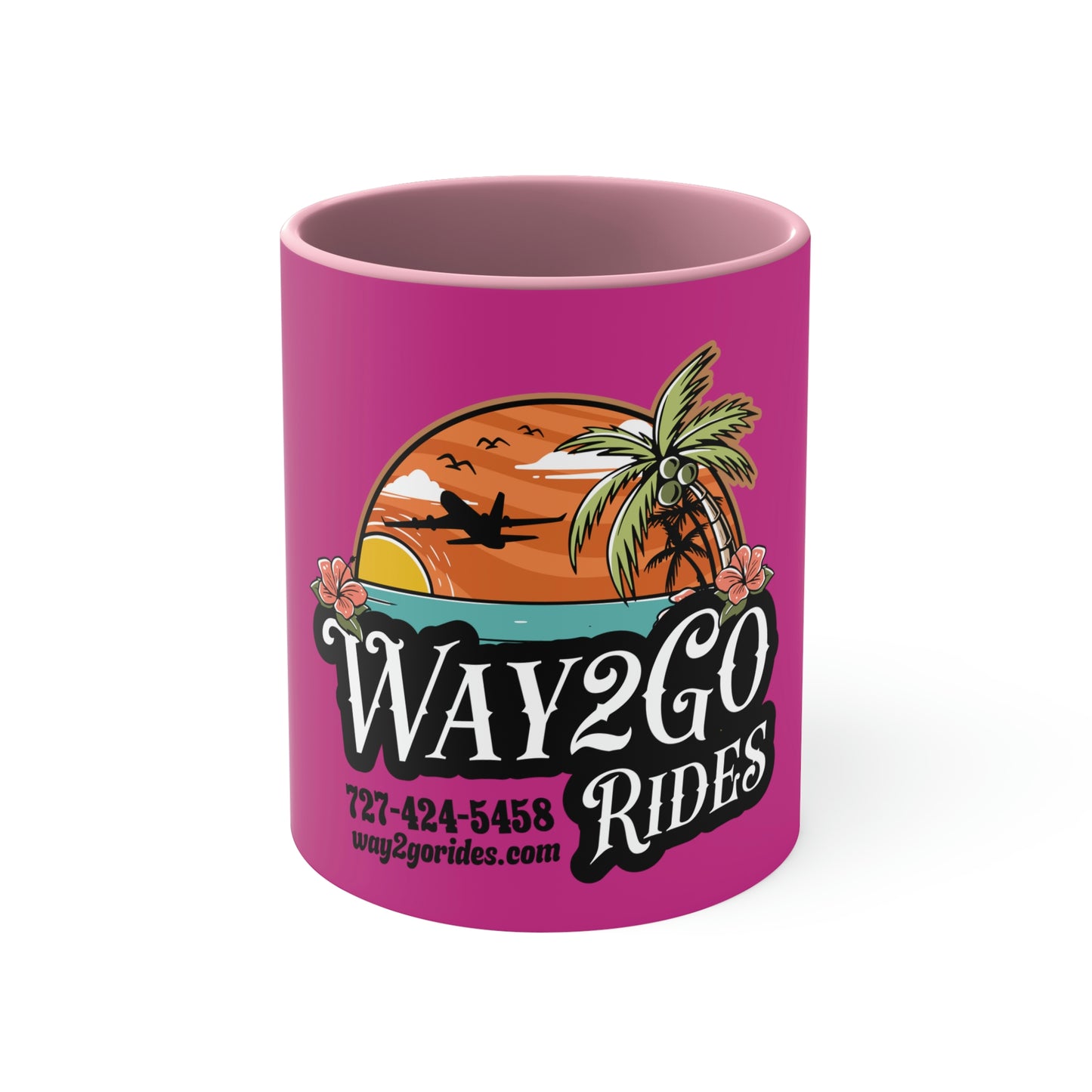 The Way2Go PINK Accent Coffee Mug, 11oz