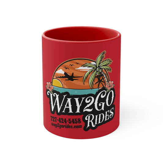 The Way2Go RED Accent Coffee Mug, 11oz