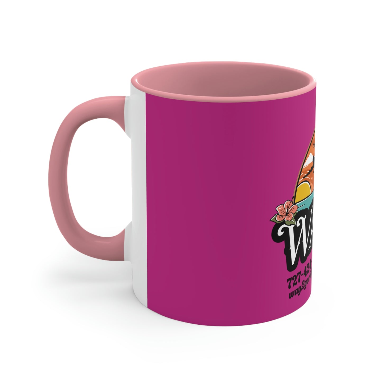 The Way2Go PINK Accent Coffee Mug, 11oz