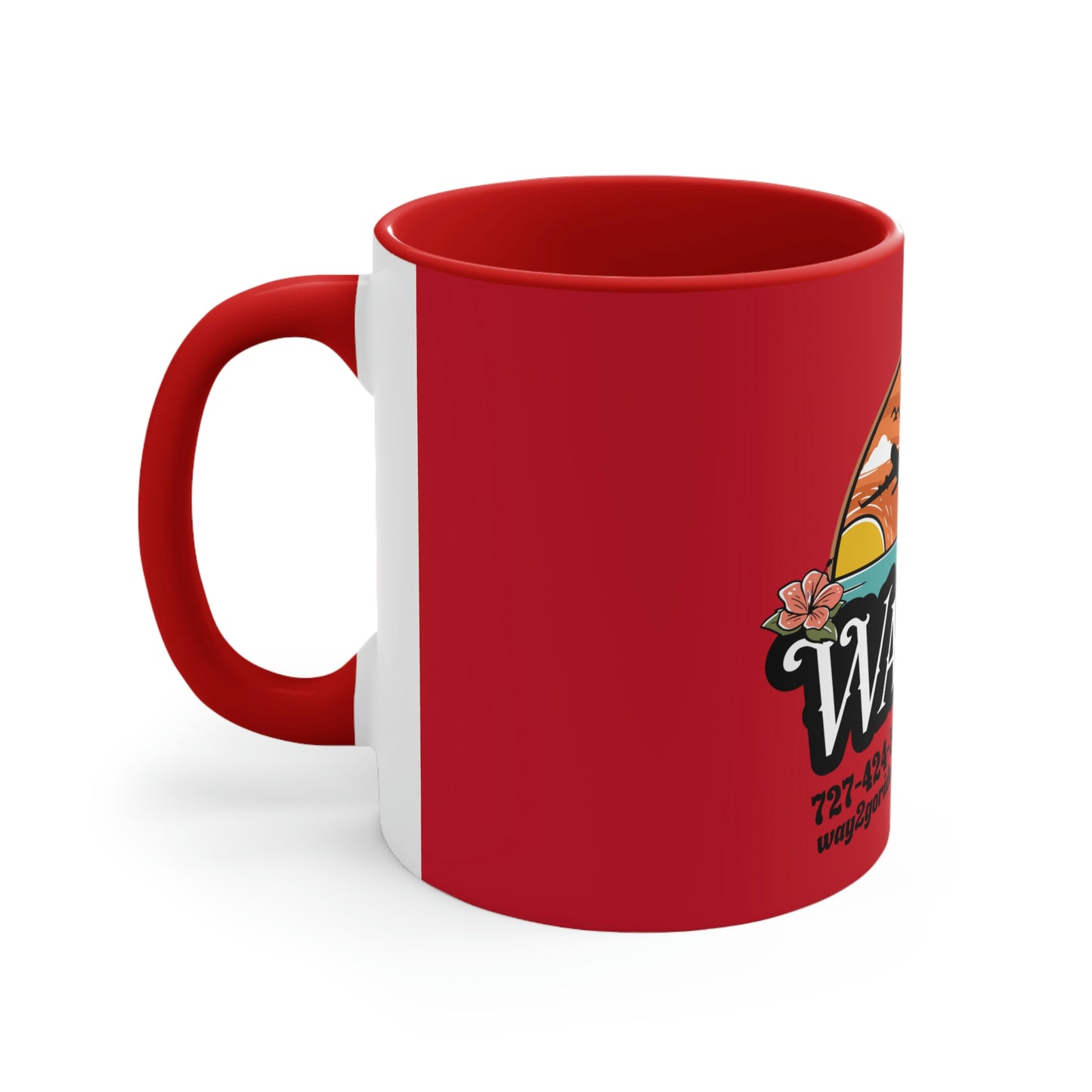 The Way2Go RED Accent Coffee Mug, 11oz